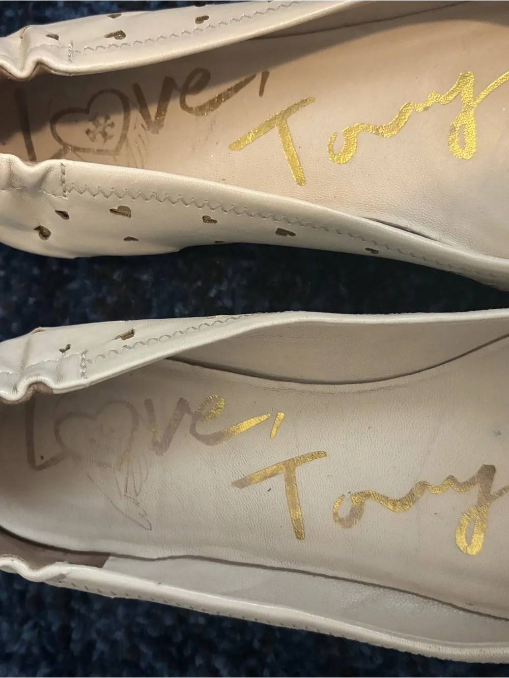 Tory Burch Women's Cream Heart Ballet Flats